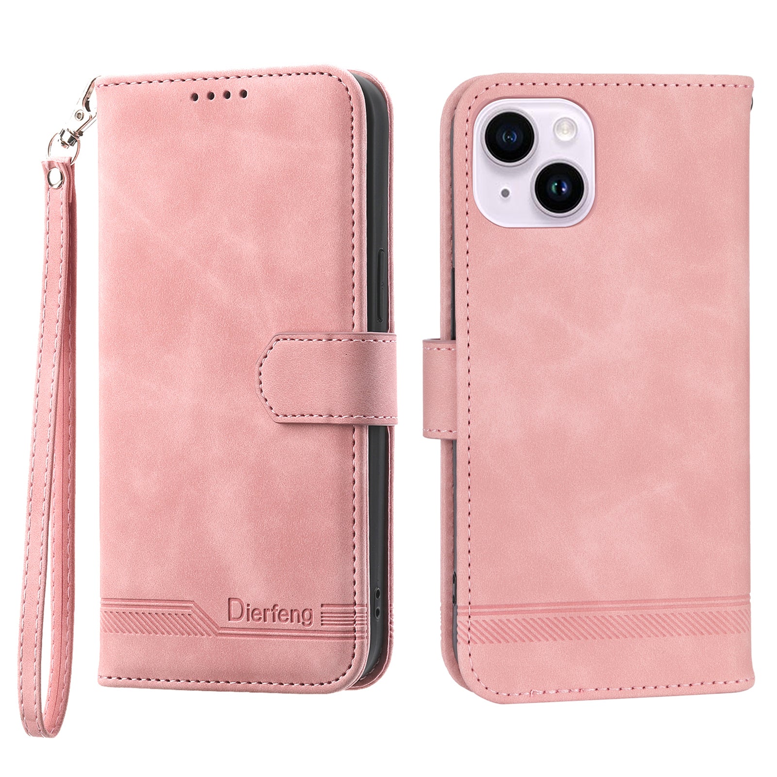 DIERFENG DF-03 for iPhone 14 Plus Full Protection Leather Phone Case Lines Imprinted Wallet Stand Anti-shock Phone Cover DIERFENG DF-03 for iPhone 14 Plus Full Protection Leather Phone Case Lines Imprinted Wallet Stand Anti-shock Phone Cover